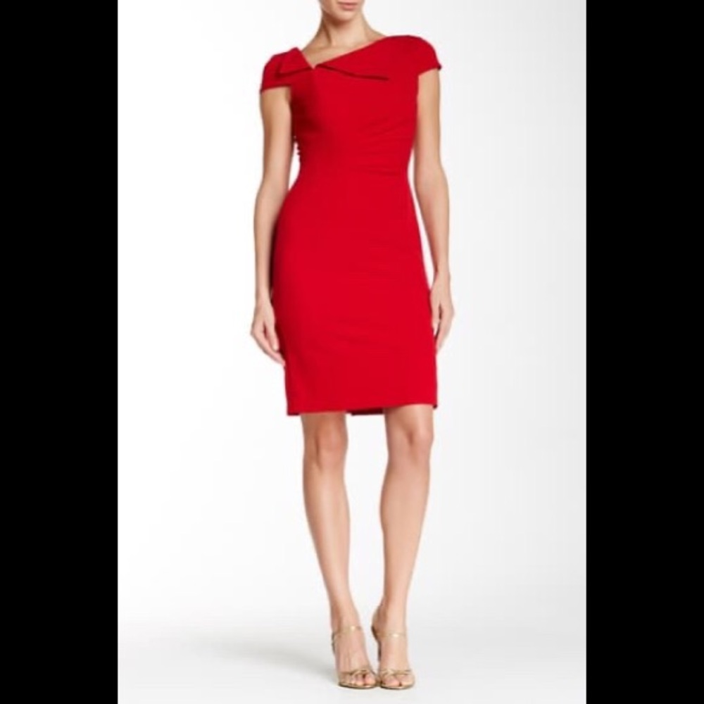NWT TAHARI Fold Over Neck Sheath Dress 10 - Picture 1 of 4